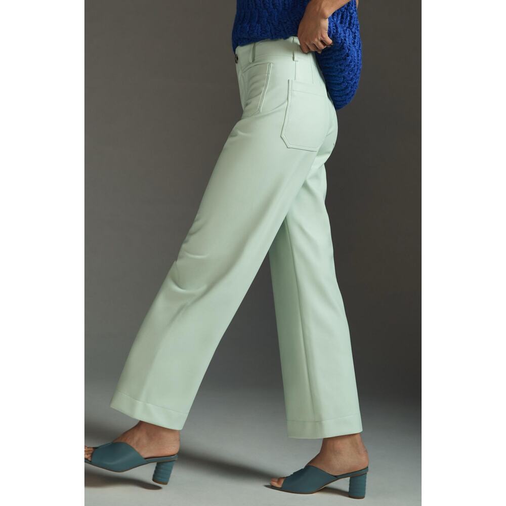 NEW Anthro Maeve The Colette Cropped Wide Leg Faux Leather Edition Mint Size 32 - Picture 3 of 13